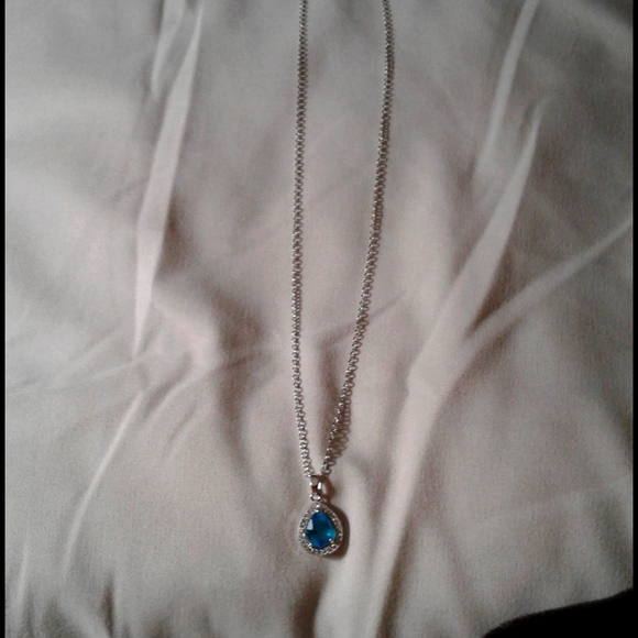 Blue topaz with white CZ, Never worn - Picture 1 of 4